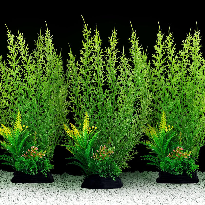 QUOZUO Fish Tank Accessories Large Plants, Green Fish Tank Decorations, Aquarium Decor Plastic Plants 3pcs