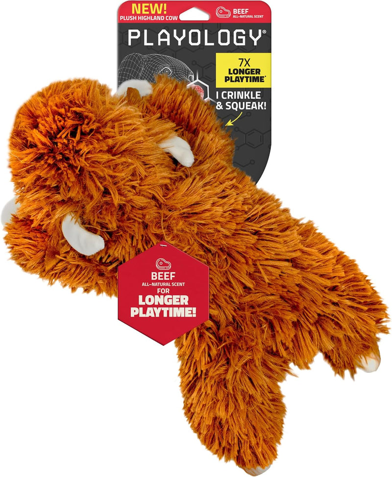 Playology Plush Cow Chew Toy for Large Dogs - Jumbo, Beef Scent