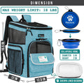 PetAmi Dog Backpack Carrier, Airline Approved 4-Way Entry Cat Bag, Teal