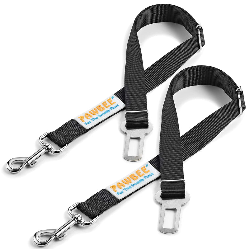 PAWBEE 2-Pack Dog Seat Belts for Cars - Adjustable Nylon Car Harness with Stainless Hooks, Safety Seatbelt Harnesses for Dogs, Durable Dog Car Seat Belt Clip, Essential Travel Accessories for Pets