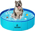 Sloosh Foldable Dog Kiddie Pool - Portable Hard Plastic Doggie Swimming Pool, Anti-Slip Collapsible Pets Bath Tub Suitab