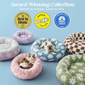 LE SURE Shown on TV Donut Dog Bed Medium Size Dog - Round Cat Beds Indoor as Bed Gift for Calming with Washable Cover, Cute Home Decor Bed with Jacquard Shaggy Plush & Anti Slip Bottom, 30 Inch, Blue