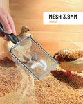 KOROI Chicken Poop Scooper - 2 Pack Chicken Coop Poop Scoop Shovel with 3.8mm & 5mm Mesh,Metal Chicken Coop Cleaning Too