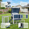 RUNSHED Wooden Rabbit Hutch, Waterproof Roof & Pull‑Out Cleaning Tray