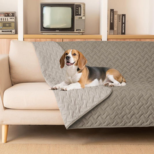 gogobunny Waterproof Dog Bed Cover Pet Blanket for Furniture Bed Couch Sofa Reversible (Dark Stone/Light Stone, 82x82 In