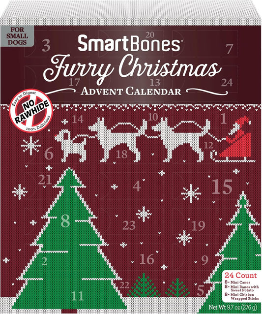 SmartBones Advent Calendar with Rawhide-Free Dog Treats for Small Dogs