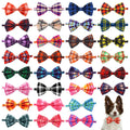 Pai Sence Dog Bow Ties Bulk 30 Pcs Plaid Dogs Bowties for Large Dogs Adjustable Bow Ties Pet Party Grooming L