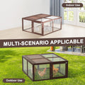 Portable Chicken Coop Run, Folding Rabbit Hutch, Brown