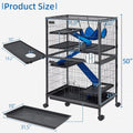 HABUTWAY 50''H Metal Small Animal Cages, Rolling Chinchilla Cage with Removable Ramps, Lagre Cage for Chinchillas/Guinea