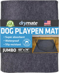Drymate Jumbo Dog Playpen Mat (60x74), Super Absorbent, Waterproof, Slip-Resistant, Machine Washable, Reusable Puppy Pad for Training, Whelping, Housebreaking, Incontinence, Crate, Kennel (USA Made)