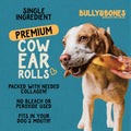 Bully & Bones 6 Inch Cow Ear Rolls (12 Pack) for Dogs. Collagen and Protein Rich, Healthy Single-Ingredient Beef chew Tr