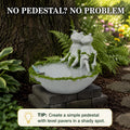 Frog Couple Bird Bath for Outdoors, Small Resin Ground Birdbath Bowl