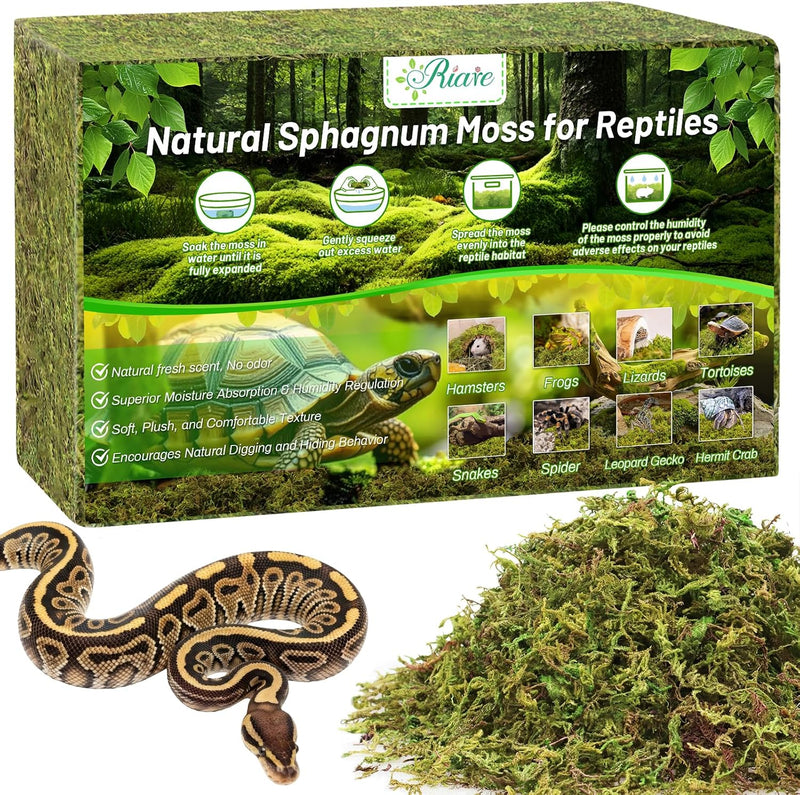 Riare 8OZ Sphagnum Moss for Reptiles- 10QT Natural Reptile Moss Bedding