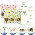 Lesnala 2 Pcs Canvas Hanging Bunny Hay Feeder Bags 3 Holes 2 Styles