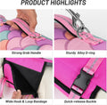 cyeollo Dog Life Jacket Reflective Mermaid Dog Life Vest for Swimming Boating, High Buoyancy Pet Life Preserver Lightweight Small Medium Large Doggie Lifejackets with Front Float, Pink XS