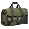 FUKUMARU Cat Carrier, Light & Airy Pet Carrier, 18x11x11 Airline Approved Dog Carrier for Small Dogs, 2-in-1 Shoulder Strap Leash, Collapsible Soft Cat Travel Carrier with Anti-Scratch Mesh, Green