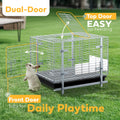 HOMESTEAD Rabbit Cage with Pull-Out Tray – 24 Inch Bunny Cage, Metal Rabbit Breeding Cage, Dual Access Doors, Waterproof