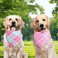 Agroon Pink Dog Bandana Girl Large 2PCS, Summer Spring Scarf, Durable Triangle Reversible Bibs Handkerchief for Puppy Pet