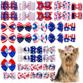 PET SHOW 20pcs 4th of July Patriotic Flag Small Dog Hair Bows with Rubber Bands for Medium Dogs Memorial Independence Day Puppies Cats Kittens Rabbits Yorkie Topknot Grooming Costumes Hair Accessories