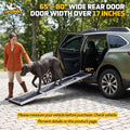 87" Extra Long Dog Ramp for Pickup Truck, 17" Wide Aluminum Alloy Foldable Pet Car Ramp for Large Dogs 150 lbs, Upgraded