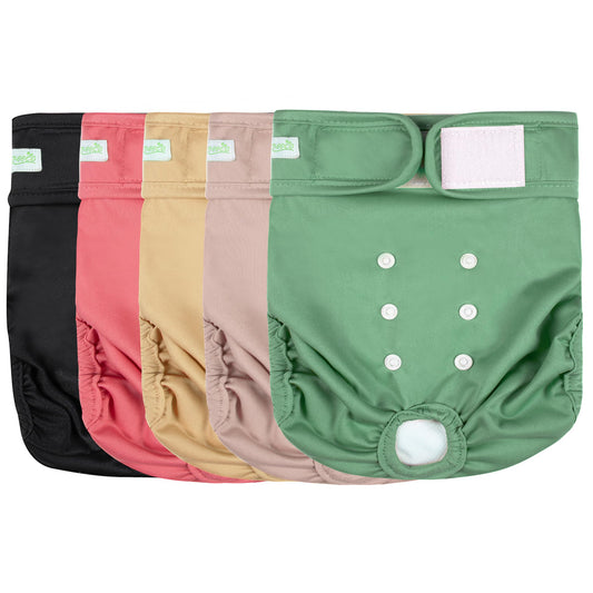 wegreeco Female Dog Diapers, Washable Reusable Pet Puppy Doggie Diapers for Small Medium Large Female Dogs in Heat Period, Doggy Period Panties, 5 Pack, X-Large