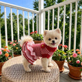 YUDODO Dog Sweater Dress for Small Dogs Girl, 3-Tier Knit Dress with Flower