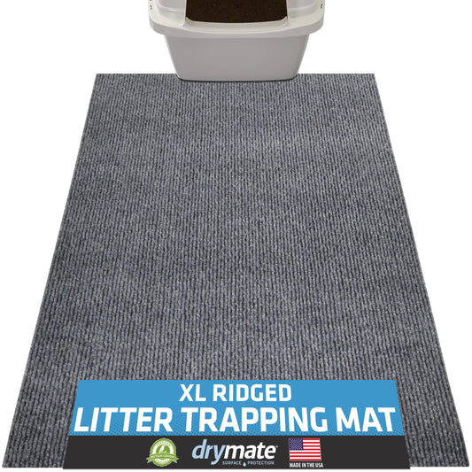 Drymate Cat Litter Box Mat, Litter Trapping Mat, Waterproof, Urine-Proof, Absorbent, Machine Washable, Soft on Paws, Contains Mess, Protects Floors, Kitten Supplies, Grey, 28x36 XL