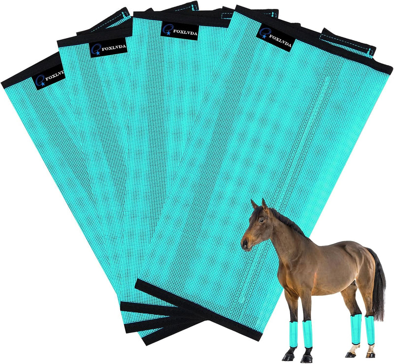 FOXLVDA Horse Fly Boots - Fly Boots for Horses Set of 4, Comfortable Breathable Mesh Equine Leg Leggings, Adjustable & U