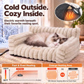 Indoor Heated Cat Sofa, Heated Dog Bed for Small Dogs,Plush Bolster Sleeper