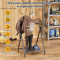 Dunatou Foldable Saddle Rack with Bottom Storage Shelf – Heavy Duty Horse Saddle Stand for English & Western Saddles, Po
