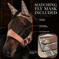 BARN & STABLE Cotton-Poly Plaid Horse Stable Blanket with Horse Mask