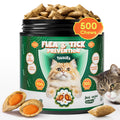 PAWAURA Flea and Tick Prevention for Cats – 500 Crunchy & Creamy Chews with Coconut Oil, Neem & Flaxseed – Supports Skin & Coat – Daily Oral Supplement, Chicken Flavor – for All Cats