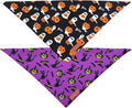 Realeaf Halloween Dog Bandanas 2 Pack, Reversible Orange Pumpkin Pet Scarf for Boy and Girl, Premium Durable Fabric, Hol