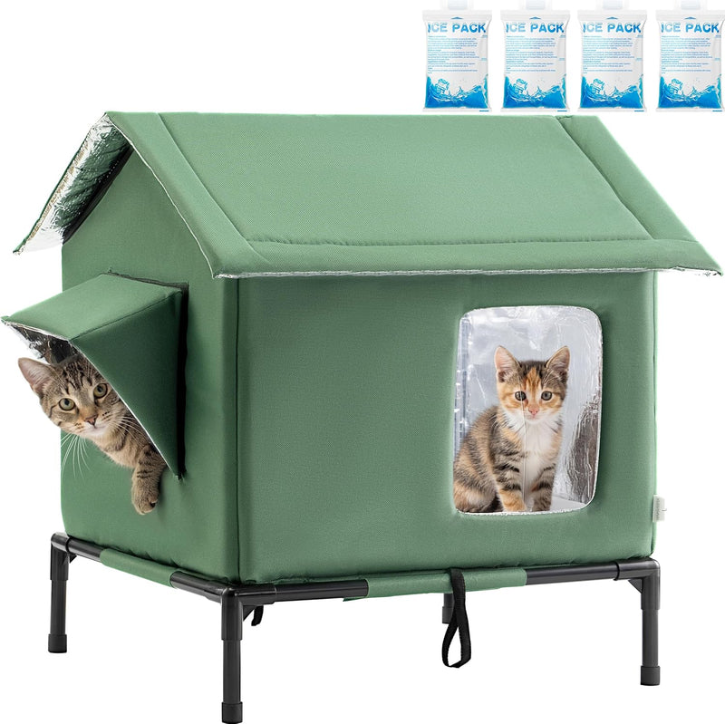 JUNSPOW Outdoor Cat House Weatherproof - All-Season Insulated Cat Shelter