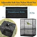 Universal Bird Cage Cover,Pet Cage Cover,100% Shading Oxford Cloth with PU Coating Layer,Good Night for Small Animals,Adjustable Soft Airy Nylon Mesh Net for Round Square Cages (Black, 35×25×47in)