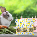 Lesnala 2 Pcs Canvas Hanging Bunny Hay Feeder Bags 3 Holes 2 Styles