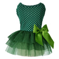 MSNFOASM Summer Green Polka Dot Tutu Dress with Bow for Small Dogs and Cats(Dark Green Dots,M)