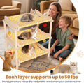 MITREL Large 3-Layer Cat Hammock Bed, 24"x15.7"x26.8" Elevated Cat Bed with Pine Wood Frame, Breathable Washable Covers, Wooden Pet Furniture for Indoor Cats and Small Animals (Orange, 3-Tier)