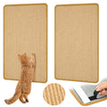 Graciadeco Carpet Cat Scratching Mat Sisal, 2 Packs Sisal Fabric Large 23.6" x 15.7" Scratching Pad for Indoor Cats with Adhesive Hook Loop Tape, Cat Scratching Rug Wall Scratchers for Indoor