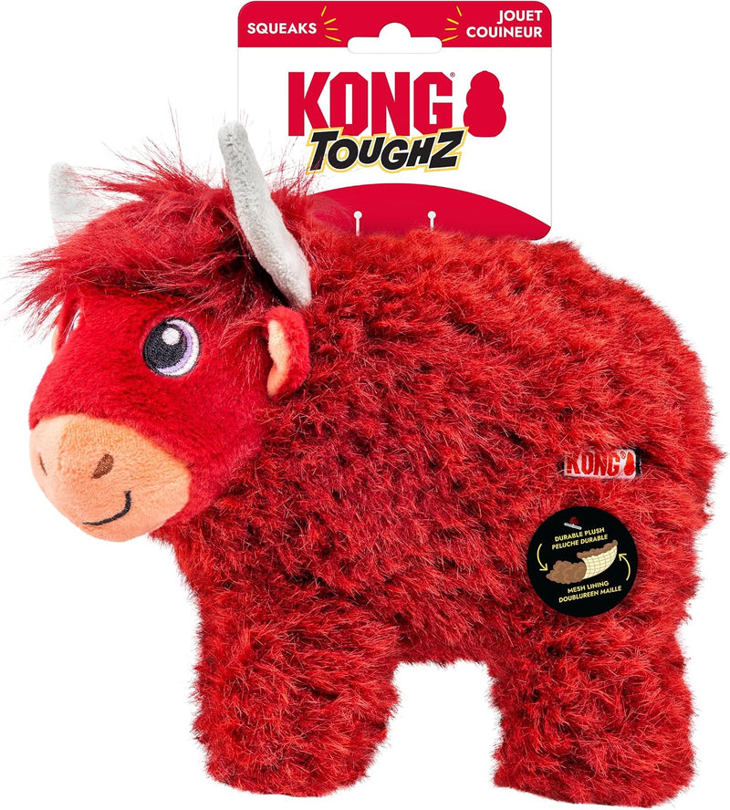 KONG Toughz Highland Cow Plush Dog Toy, Medium, Durable for Active Play