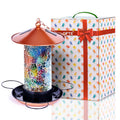 XDW-GIFTS Mosaic Solar Wild Bird Feeder, Waterproof Lantern Shape with S-Hook & 4 LED Lights, Garden Decor for Lawn, Patio, Balcony, Yard Ornament - Unique Gifts for Mom, Women, Grandma, Bird Lovers