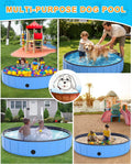 Instraella 79"x16" Dog Pool for Large Dogs, Heavy Duty Hard-Side Foldable Pet Pool, Non-Slip Collapsible Dog Bathing Tub