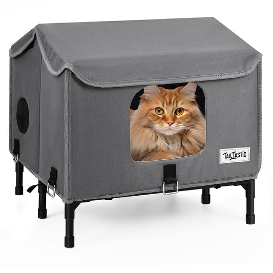Outdoor Cat House Weatherproof for Spring Summer, Portable Cat Shelter for Stray Cats, No Installation Foldable Cat Tent Enclosure, Ventilated Pet House for Outside Camping Patio Garden（Unheated