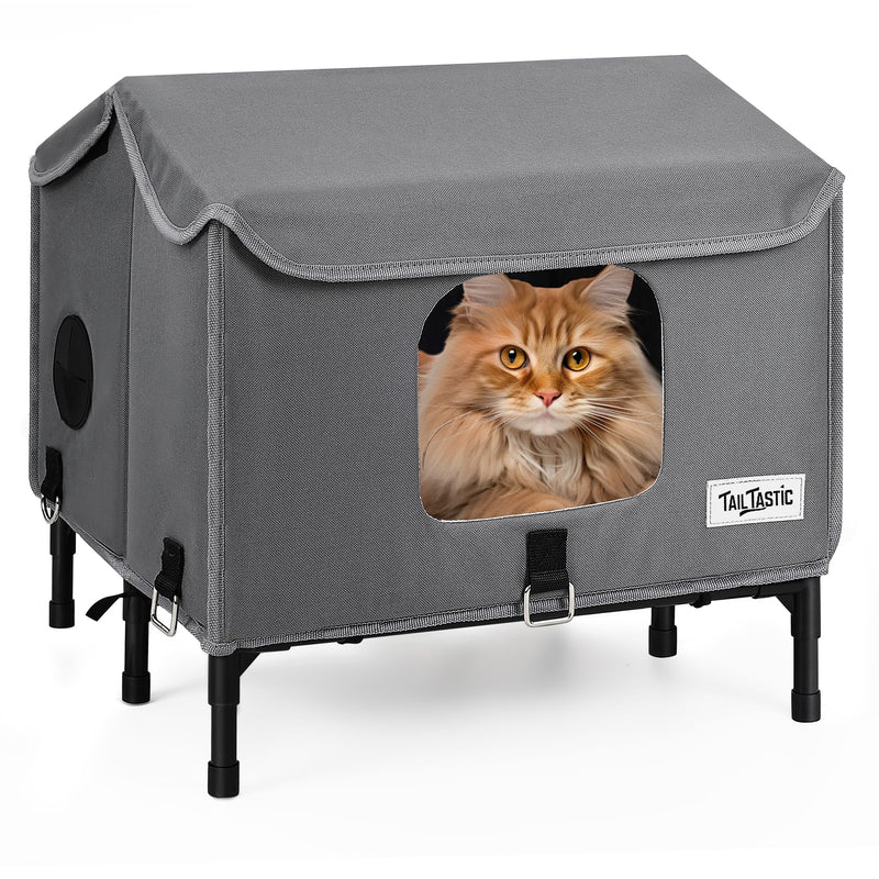 Outdoor Cat House Weatherproof for Spring Summer, Portable Cat Shelter for Stray Cats, No Installation Foldable Cat Tent Enclosure, Ventilated Pet House for Outside Camping Patio Garden（Unheated