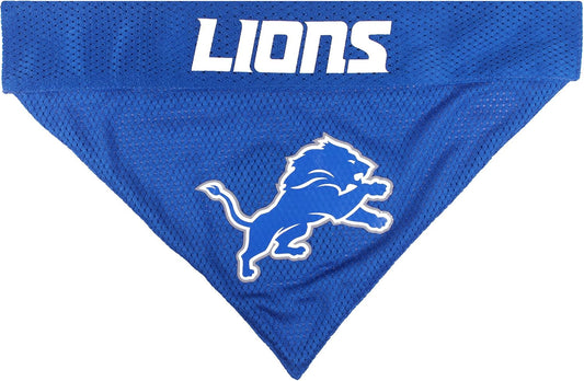 NFL DOG BANDANA - DETROIT LIONS REVERSIBLE PET BANDANA. 2 Sided Sports Bandana with a PREMIUM Embroidery TEAM LOGO, Smal