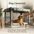 Dog Crate Cover, Heavy Duty 1680D Waterproof Oxford Cloth with Breathable Mesh & Detachable Sunshade, Universal Fit for 