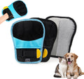 Pet Hair Removal Gloves, Blue and Black Colors, Static Hair Removal, Adjustable Strap, Reusable for Clothing, Sofa, Car 