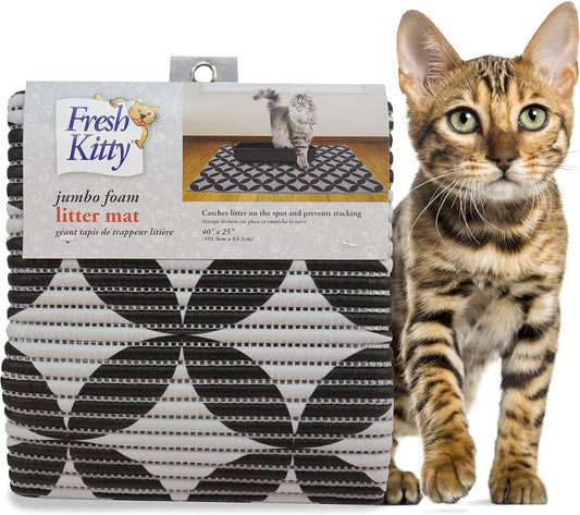 Fresh Kitty Durable XL Jumbo Foam Litter Box Mat – BPA and Phthalate Free, Water Resistant, Traps Litter from Box, Scatt