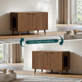 Evermagin 31.5" Cat Litter Box Enclosure Furniture with Legs, Walnut