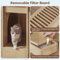 Double Litter Box Enclosure with Litter Collector, 59In, Natural
